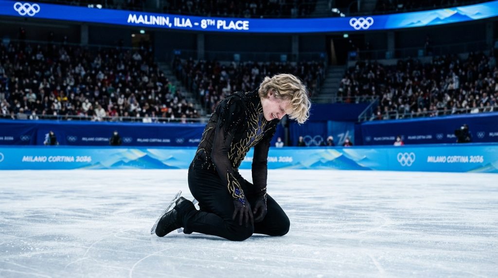 Ilia Malinin places 8th after falling twice in Olympic free skate